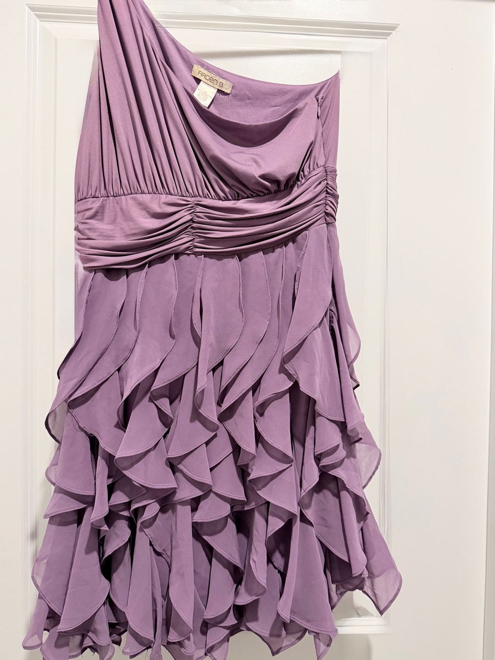 Arden B Lavender One-Shoulder Ruffle Cocktail Dress